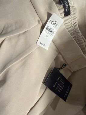 LOFT Cream High-Rise Wide-Leg Pants